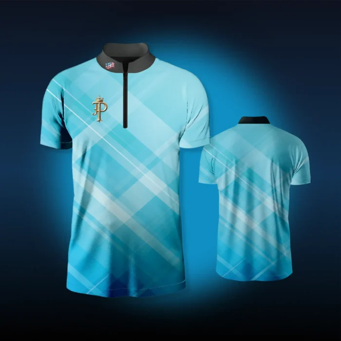 Joe Prince Aqua Crosshatch Jersey front and back