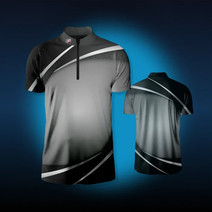 Front and back view of the Luxury Performance Jersey on a blue background