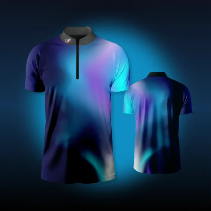 Front and back view of the Northern Lights Performance Jersey on a blue background